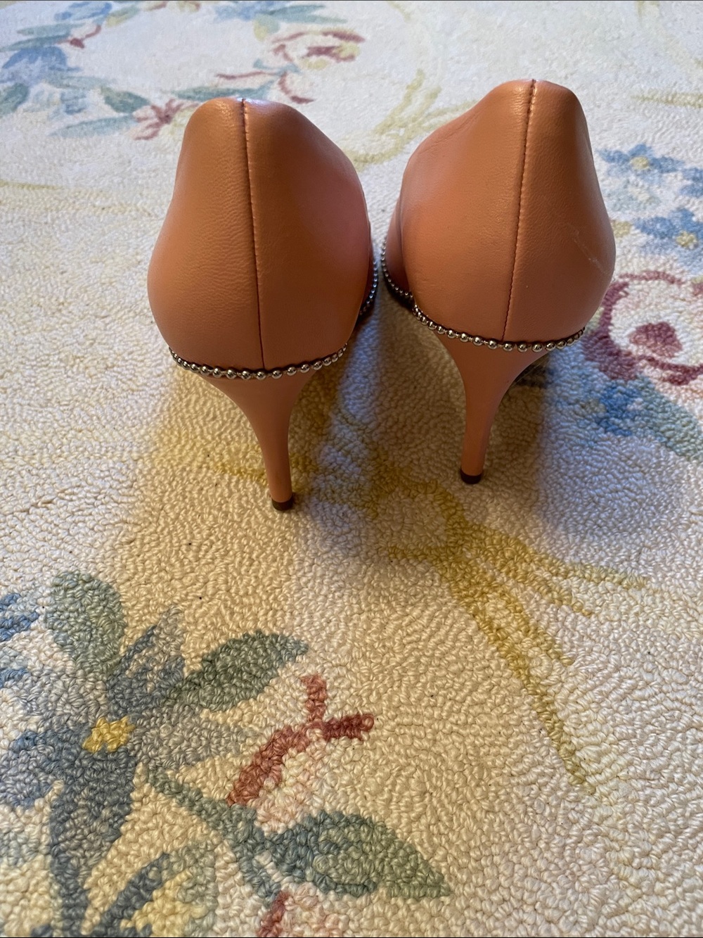Coach Pink Pointed Toe Pumps with Studded Trim - Picture 5 of 9